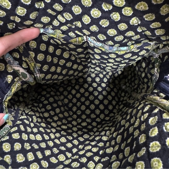 Vera Bradley Quilted Mini Backpack Purse Green Navy Blue - Picture 8 of 8
